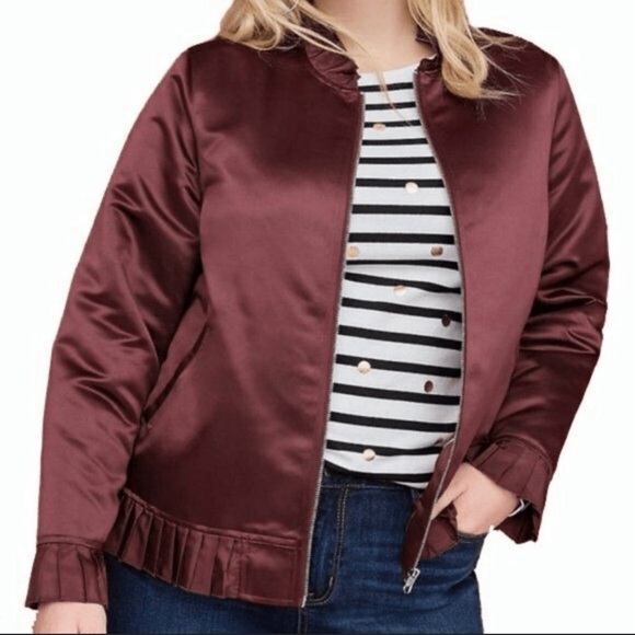 Lane Bryant Ruffle Pleated Trim Jacket - 14/16 - Picture 1 of 11